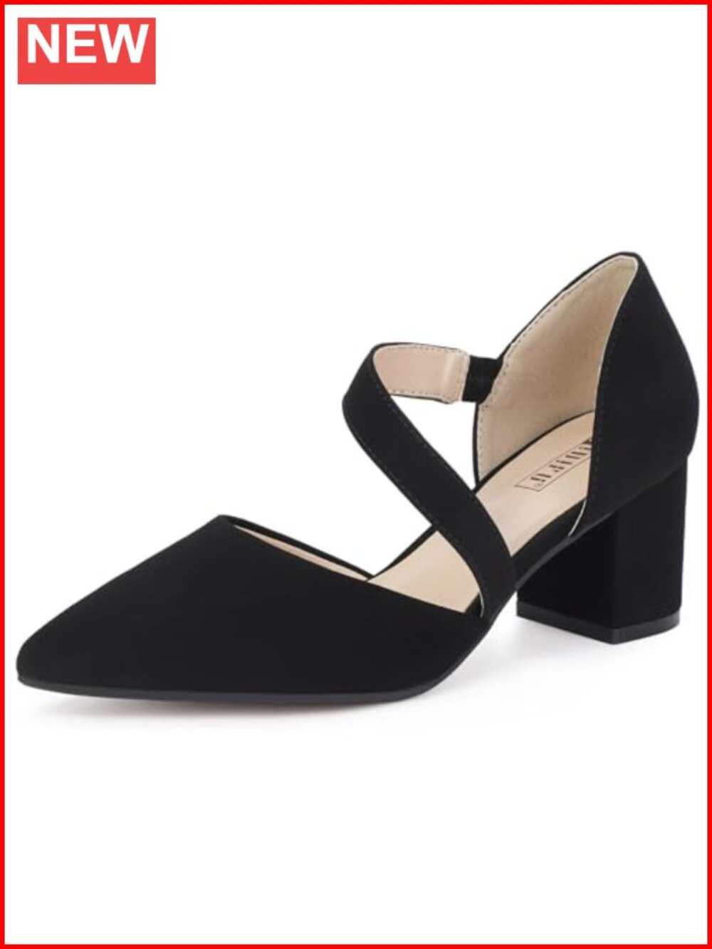 Women's Chunky Block Heel Pumps Closed Toe Pointed Toe Strappy Heels Dressy